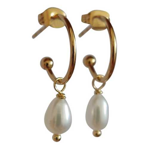 Charm, pearl 7-8mm, goldplated; packed per 5 pcs