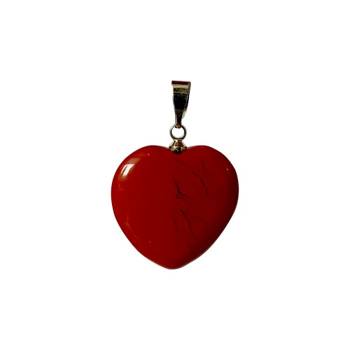 Rode jaspis hangertje hartvorm, 20mm; per 5 stuks