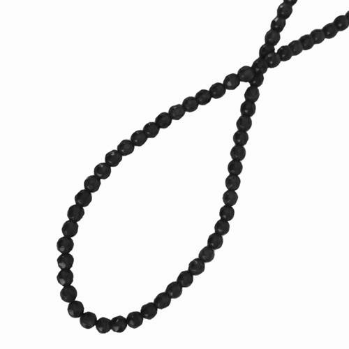 Black Obsidian, round facet 4mm; per 40cm string