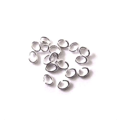 Zilveren open ring, ovaal 4x5mm, glanzend; per 50 stuks