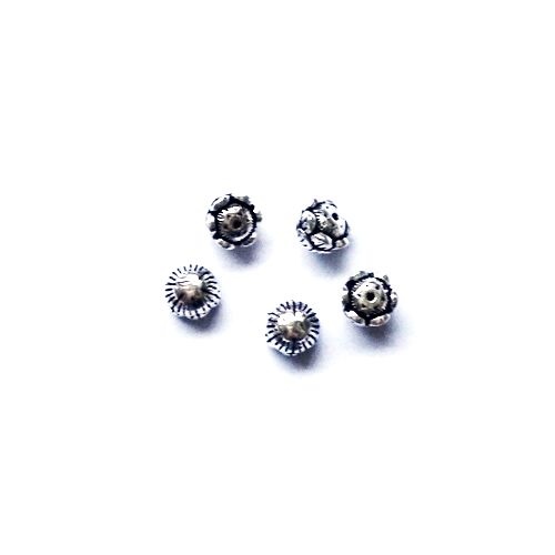 Silver guru bead, lotusflower, 6mm, antique; per 5 pcs