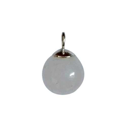 Charm White quartz 10mm with silver endcap; per 2 pcs