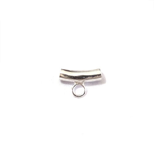 Silver bail, tube 3mm, length 9.5mm, shiny; per 10 pcs