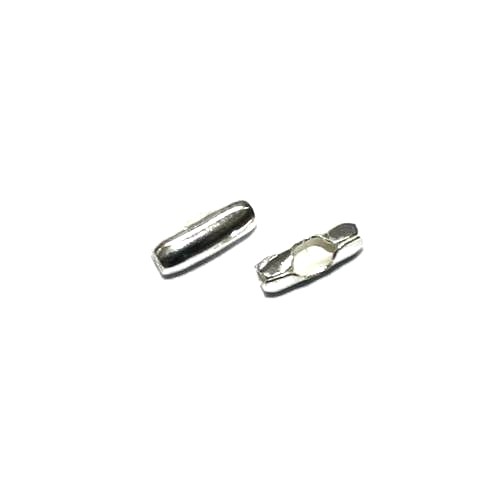 Silver connector for ballchain 2mm, shiny; per 10 pcs