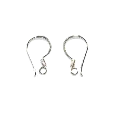 Silver basic earhook, shiny; per 10 pair