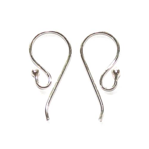 Silver earring wire, with 2mm ball, shiny; per 10 pair