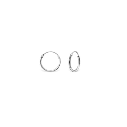 Silver creool, 12mm, wire 1.3mm, shiny; per 5 pair