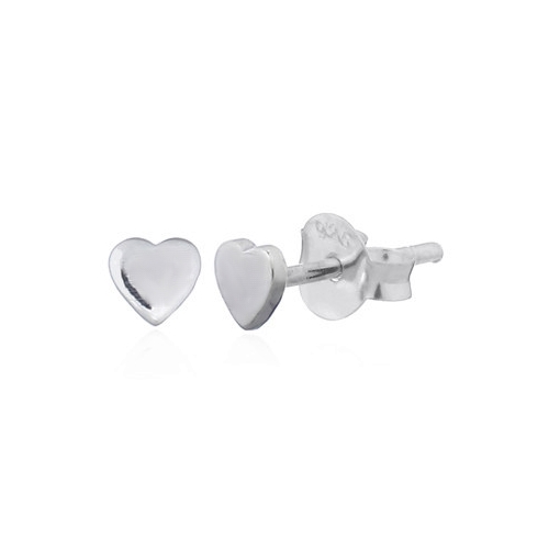 Zilveren oorsteker, hartje 3mm, glanzend; per paar