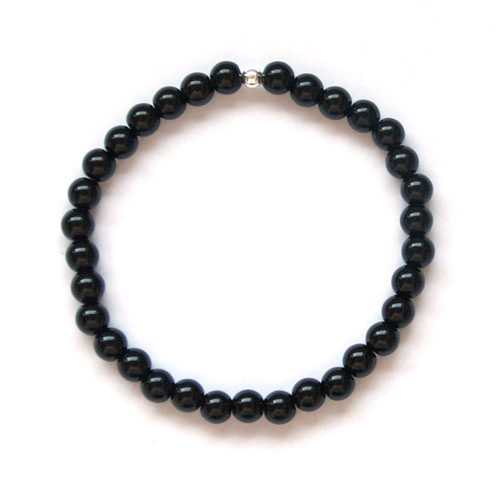 Bracelet, Black Onyx, 6mm, size L; per 3 pcs