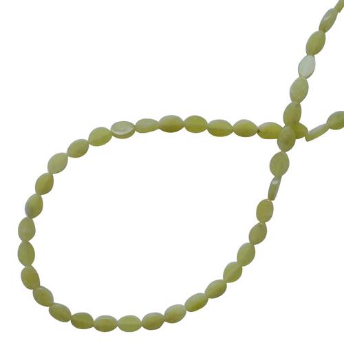 Lemon jade, flat oval, 4x6mm; per 40cm string