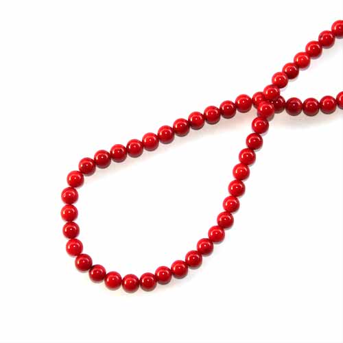 Red Coral, round, 3mm; per 40cm string