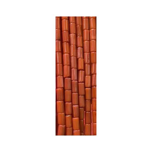 Coral, tube 3x5mm, oranje; per 40cm string