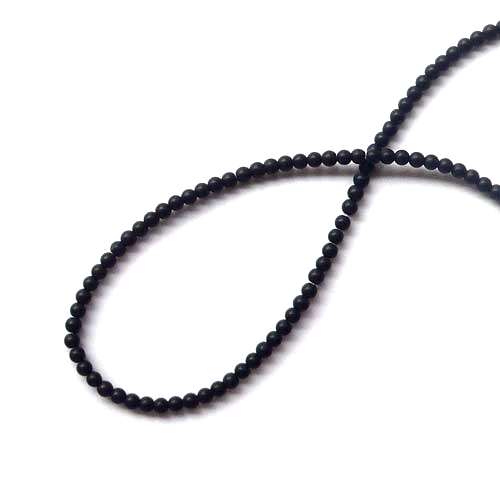 Zwarte Obsidiaan, rond, 6mm, mat; per 40cm streng