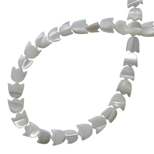 Mother of Pearl, charm, tulip, 8mm, white; per 40cm string