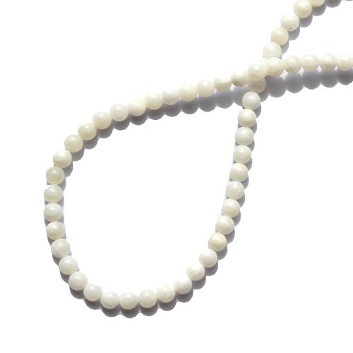 Mother of Pearl shell, round, white/ivory, 6mm; per 40cm string