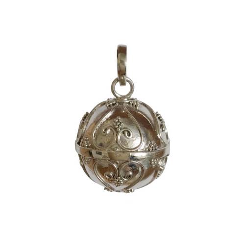 Zilveren zwangerschapsbel, Balinees wirewerk, 18mm; per stuk
