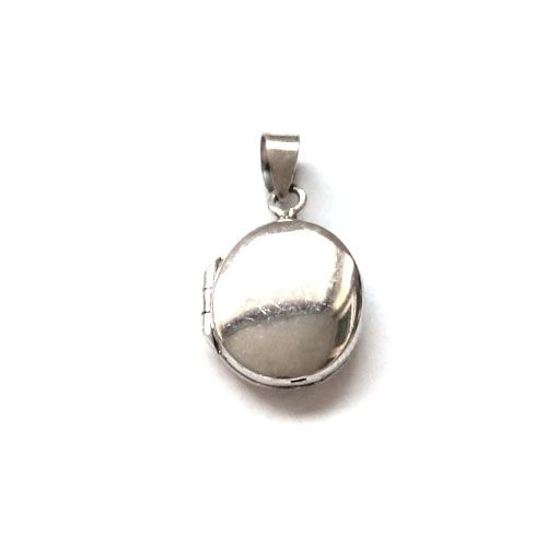 Zilveren medaillon, ovaal, 17mm, glanzend; per stuk