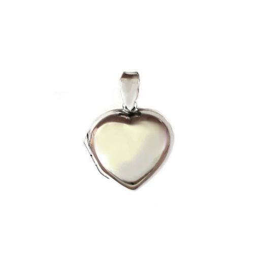 Zilveren medaillon, hart, 15mm, glanzend; per stuk