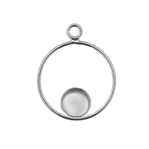 Silver pendant, round 20mm with 6mm cup, shiny; per pc
