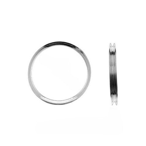 Silver ring with groove, 3mm width, shiny; per pc