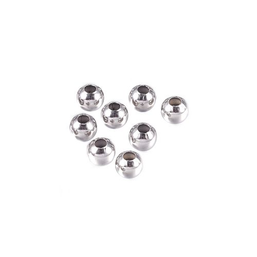 Stainless steel bead, round, 6mm, shiny; per 25 pcs