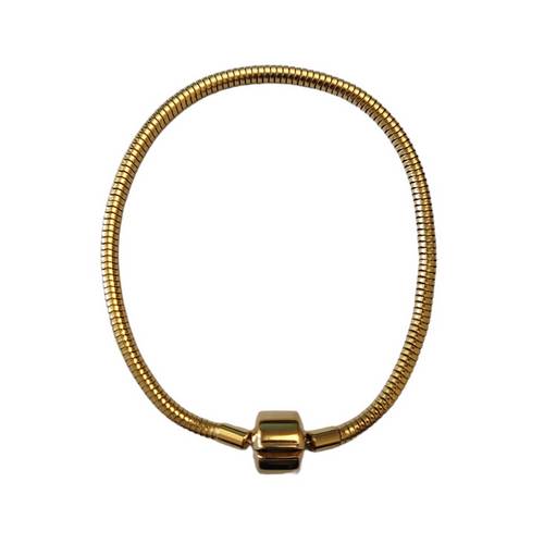 Stainless steel armband, wire 3mm, 19cm, ip gold; per stuk