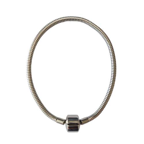 Stainless steel armband, wire 3mm, 19cm, shiny; per stuk