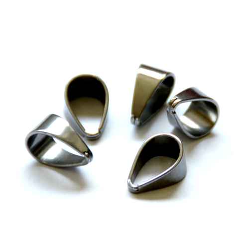 Stainless steel bail, 7x13mm, shiny; per 25 pcs