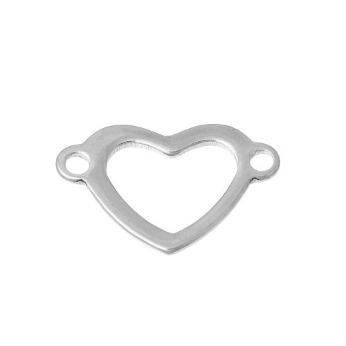 Stainless steel charm, heart, 14x22mm, shiny; per 10 pcs