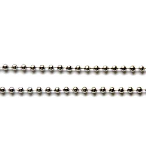 Stainless steel ball chain, 2mm, glanzend; per 5 meter
