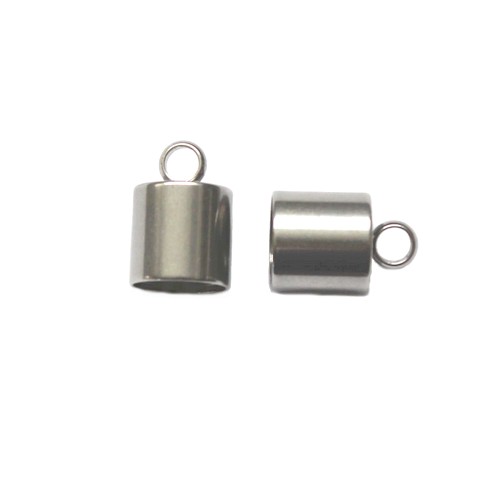 Stainless steel endcap, 10x10mm, shiny; per 10 pcs
