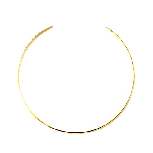 Stainless steel choker, flat, 3mm, ip gold; per pc