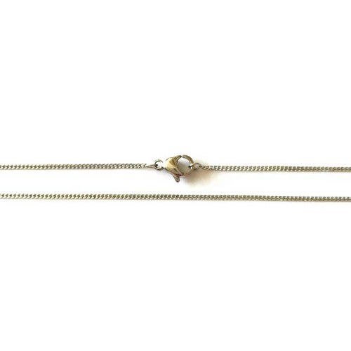 Stainless steel ketting, curb 1mm, 44cm, rosegold; per 5 stuks