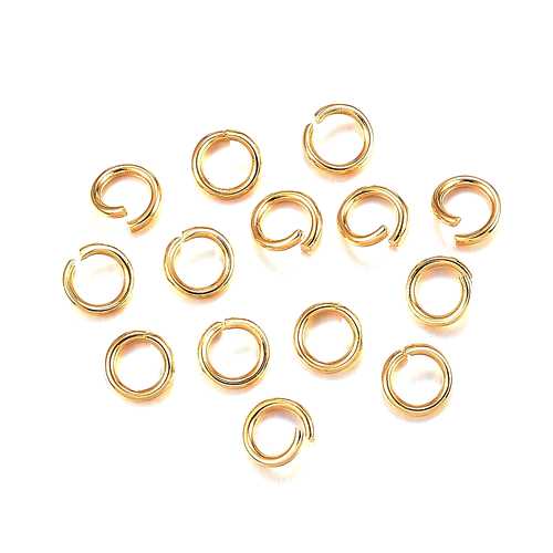 Stainless steel jumpring 8mm, wire 1mm, ip gold; per 100 pcs