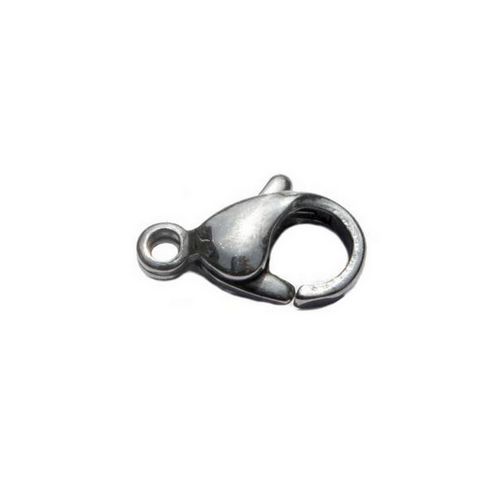 Stainless steel lobsterclasp, 7x12mm, shiny; per 25 pcs