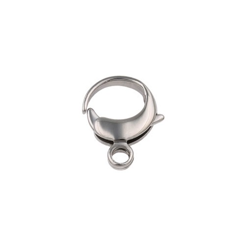 Stainless steel lobster clasp, round, 12mm; per 10 pcs