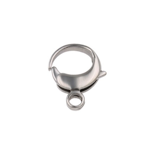 Stainless steel lobster clasp, round, 17mm; per 10 pcs