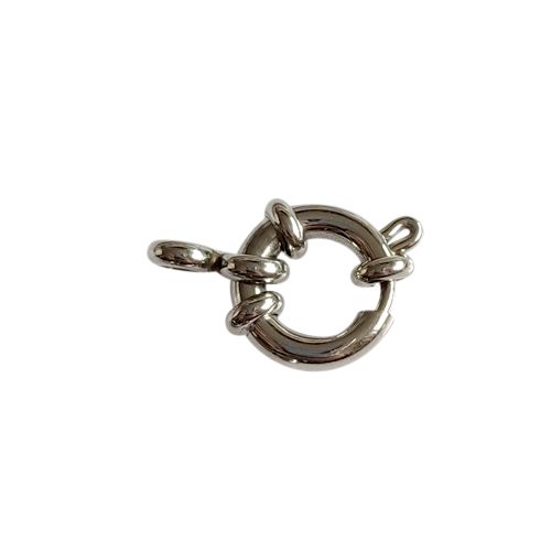 Stainless steel springclasp, 10mm, shiny; per 5 pcs