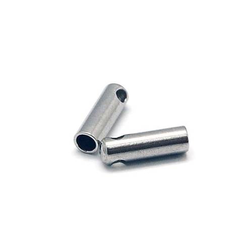 Stainless steel end tip, 2.5x7mm, silver tone; per 50 pcs