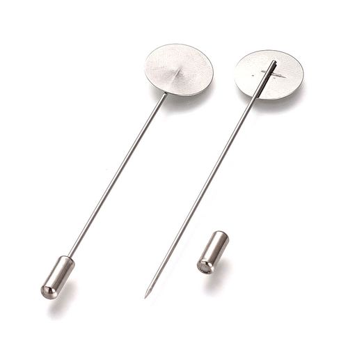 Stainless steel brooch pin, 77x15mm, steel; per 10 pcs