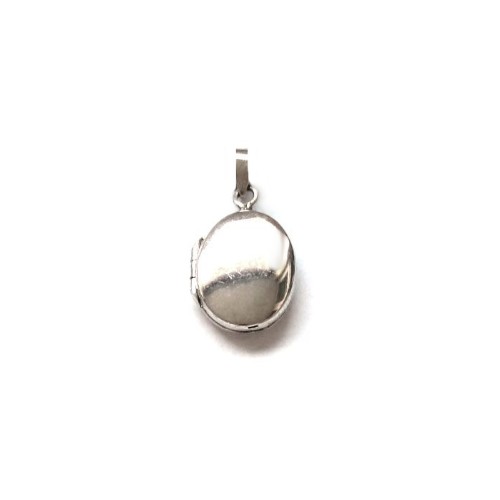 Zilveren medaillon, ovaal, 15mm, glanzend; per stuk