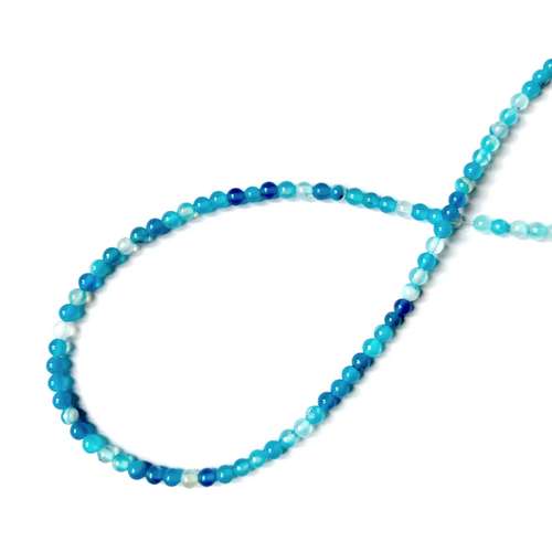 Gestreepte agaat blauw, rond, 4mm; per 40cm streng