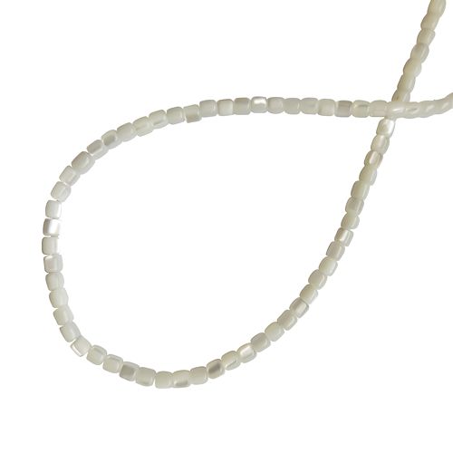 Mother of Pearl, square 3mm, white; per 40cm string