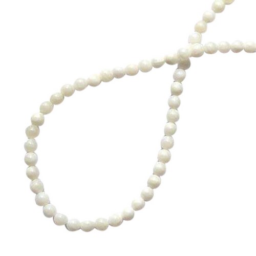 Mother of Pearl, round, white, 4mm; per 40cm string