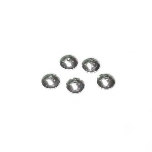 Silver beadcap, plain, 5mm, shiny; per 50 pcs