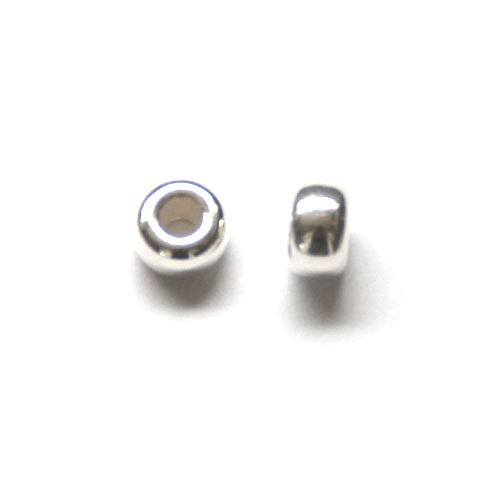 Silver bead, 3.5x7mm, shiny; per 5 pcs