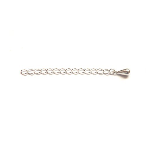 Silver chain extender, 5cm, shiny; per 5 pcs