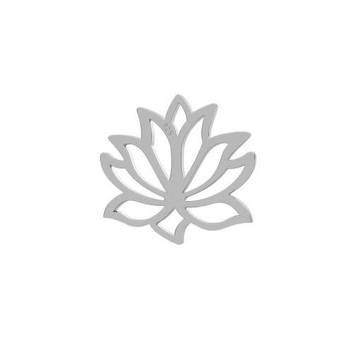Zilveren bedel, lotusbloem, 13mm, glanzend; per 5 stuks