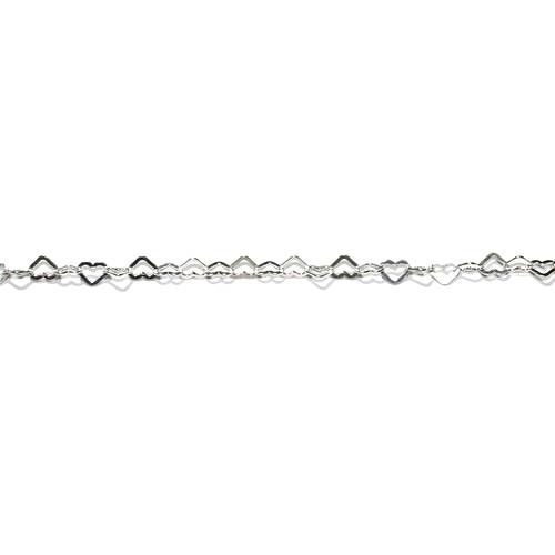 Silver chain, heart, 4mm, shiny; per meter