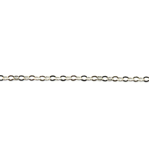 Silver chain, flat oval, 2.2x2.9mm, shiny; per meter